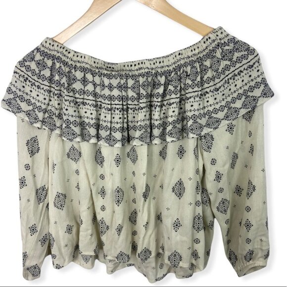Jack BB Dakota Bernadine Off The Shoulder Top Beige Size XS Bohemian Boho Print - Picture 4 of 12